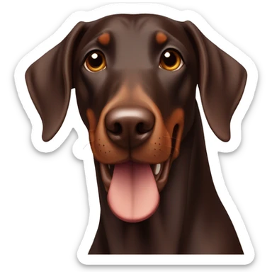 happy chocolate doberman with floppy ears sticker