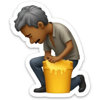 man vomiting honey sticker