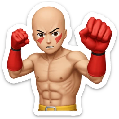 Angry Saitama with his red giant hand punching (front) sticker