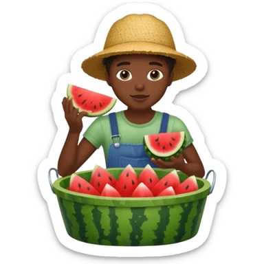 Black person sitting in a bucket eating watermelon sticker