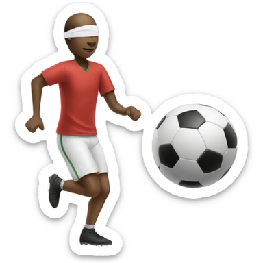 Blindfolded person catching a soccer ball sticker