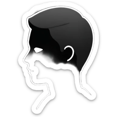 Minimalistic flat vector icon, iOS style, thin black outline on white background. Person silhouette. Black, completely monochrome, matte.  sticker