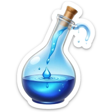 Blue potion bottle open with the liquid falling out (Upside-down with no cork and w/o handle) sticker