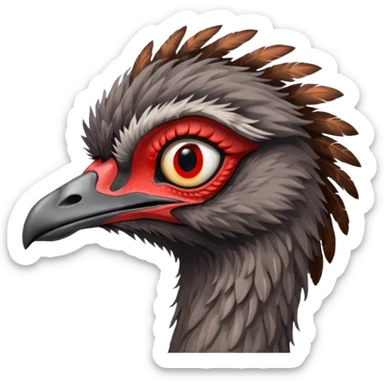 Emu head and neck with red eyes sticker