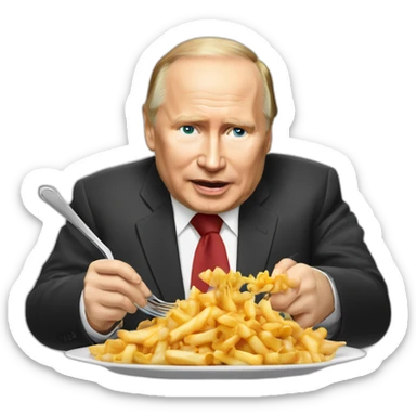Vladimir poutine qui mange une poutine sur une poutine entrain de regarder une poutine sticker
