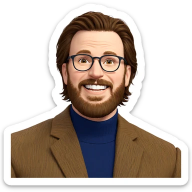 smiling male with glasses sticker