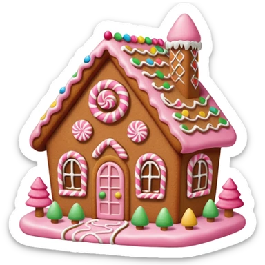 Gingerbread house pink sticker