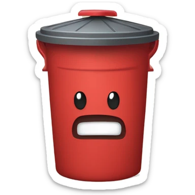 "Red dustbin emoji with a lid, designed to symbolize deletion, in a simple cartoon style." sticker