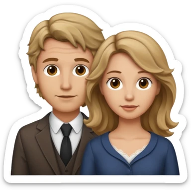 Married couple male dirty blonde hair and female brown wavy hair sticker