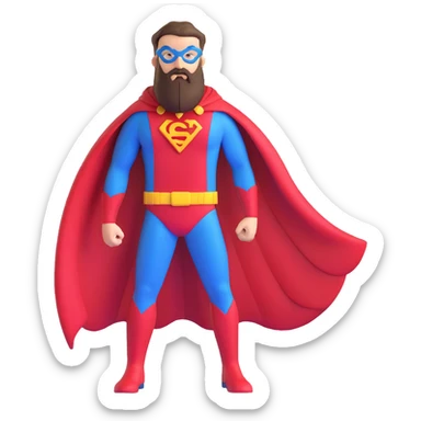 superhero with long beard, cape, superhero costume sticker