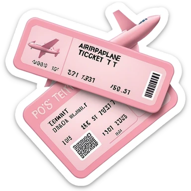 light pink airplane tickets sticker