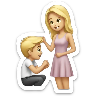 Boy proposing to a blonde girl sticker