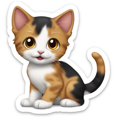 calico kitten playing sticker