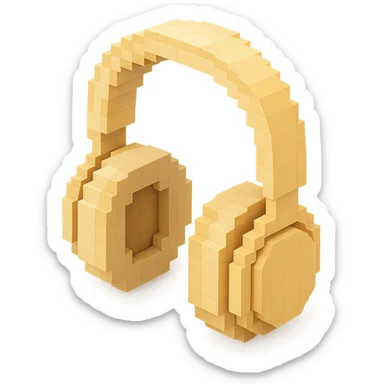 full-size Sony headphones, light beige color, isometric view sticker