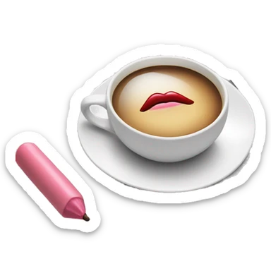 Realistic MacBook with lipstick and cup of coffe sticker