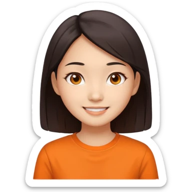 Asian slim eye girl with orange shirt sticker