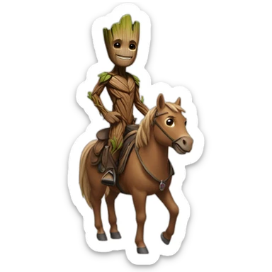 Groot riding a horse sticker