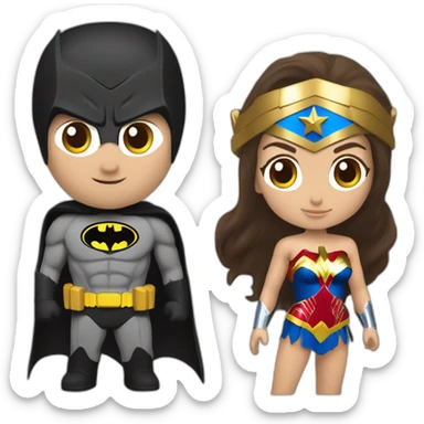 Un samoyède avec Batman et Wonder Woman sticker