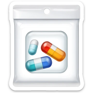 medicine packet with visible pills sticker