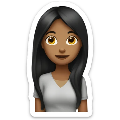 sisters hug, black long hair tan skin sticker