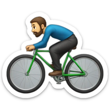 A little hunched man with a circle beard on a bike sticker