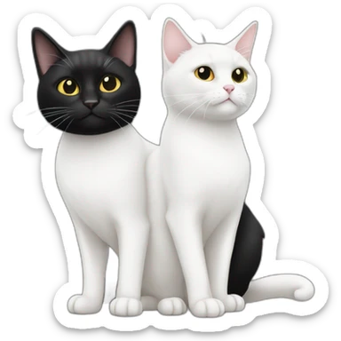 White Cat and Black Cat together sticker