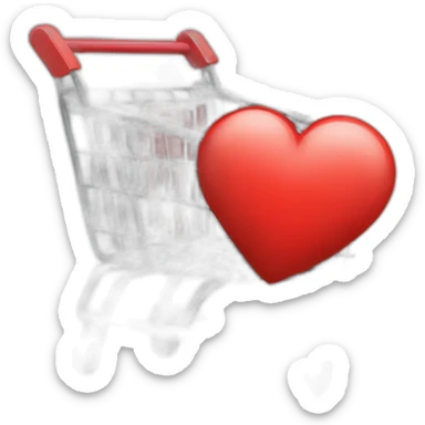 shopping cart with one red heart inside of ot sticker