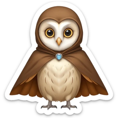 white barn owl in brown cloak sticker