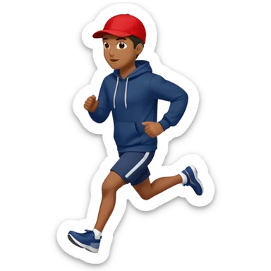 Black Man Wearing Navy Cap. Red hoodie. and running. sticker