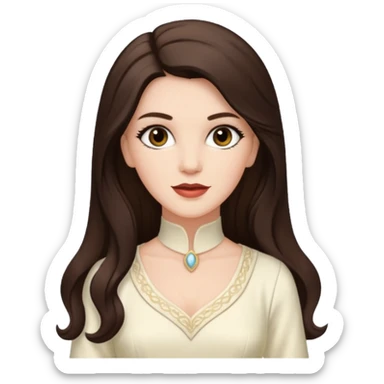 Maxene Andrews from The Andrews Sisters with long dark brown hair, ivory outfit sticker