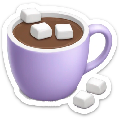 Light purple mug of hot chocolate with marshmallows  sticker