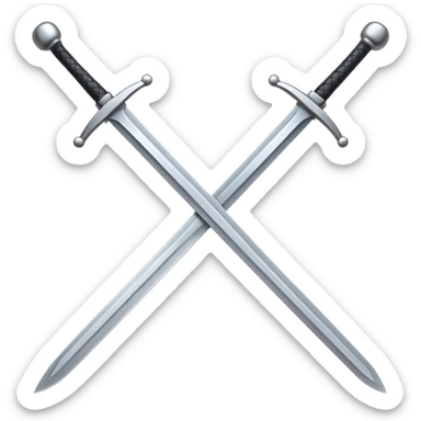 three silver swords, 2 making a X with another on top making a unoutlined sideways bowtie shape. sticker