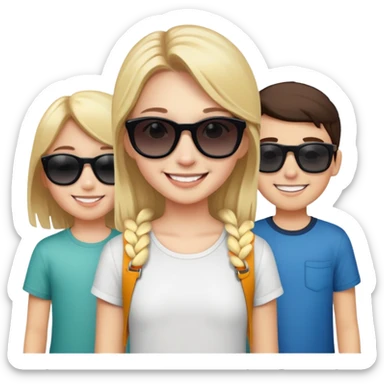 smiling girl with boys outdoors dark sunglasses  sticker