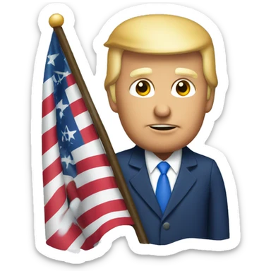 Trump holding an American flag with snow sticker