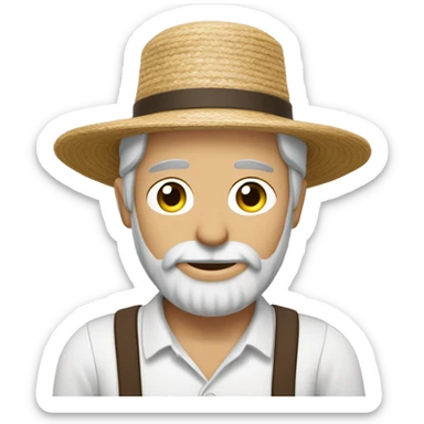Amish man white with brown straw hat building a building with beard without a mustache with suspenders sticker