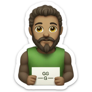 Cathulu with a beard holding a sign saying GG sticker