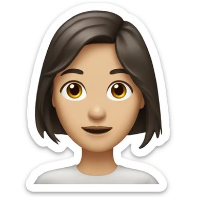 brunette woman with dark brown eyes, bangs and long hair waving sticker