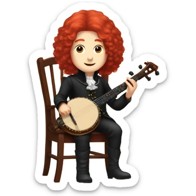Antonio Vivaldi Red haired wig older chibi sitting chair banjo sticker