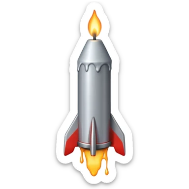 THe candle emoji on a 45* rocket sticker