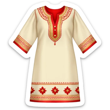 Traditional embroidered women's kurti in red color with gold patterns sticker