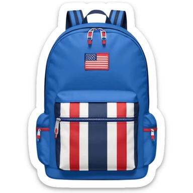 simple blue backpack, at the bottom pocket there is a  tommyjeans logo featuring a Tommy Jeans-inspired logo. The logo looks like a vertically-striped American flag in red, white, and navy. The flag stripes are vertical, not horizontal. Flat

 sticker