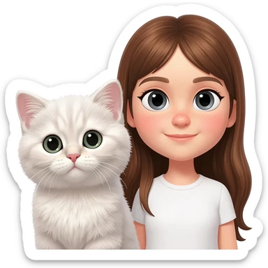 british Baby cat with girl long brown hair sticker
