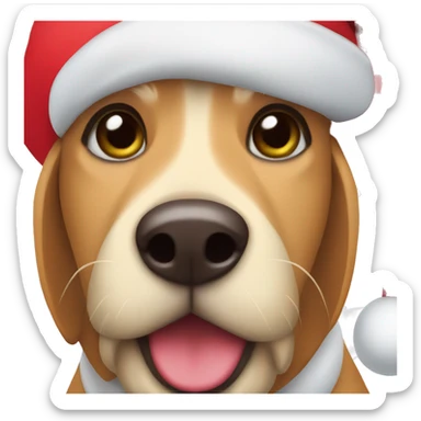Dog wearing a Santa hat sticker