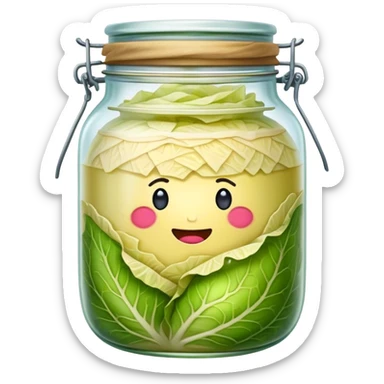 Sauerkraut Cinematic Realistic Sauerkraut Dish Emoji, depicted as tangy fermented cabbage neatly served in a traditional jar, rendered with vibrant textures and crisp, natural lighting. sticker