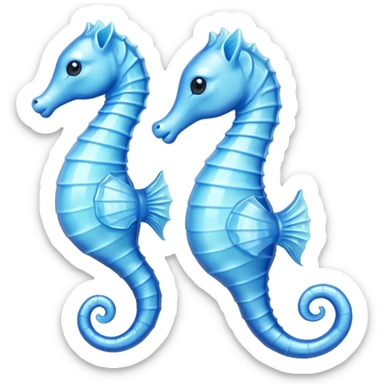 two pale blue seahorses sticker