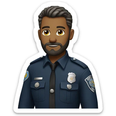 A bearded cop in a pony tail sticker