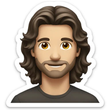 dark brown mid long hair beautiful white man sticker