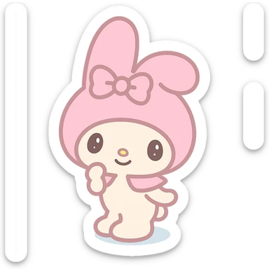 My Melody Sanrio character with signature pink hood and sweet smile, cute and playful style emoji sticker