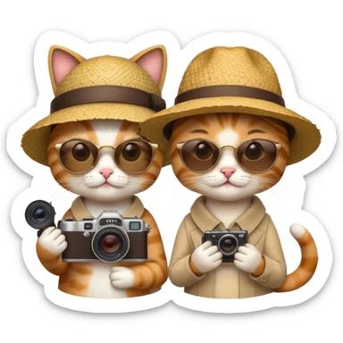 2 girl cats dressed up as tourists sticker