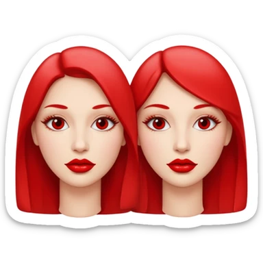 two identical faces with red lipgloss sticker